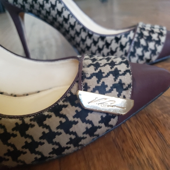 VINCE CAMUTO sz 9 STILETTO PORSPERA, BROWN HOUNDSTOOTH - Picture 14 of 16